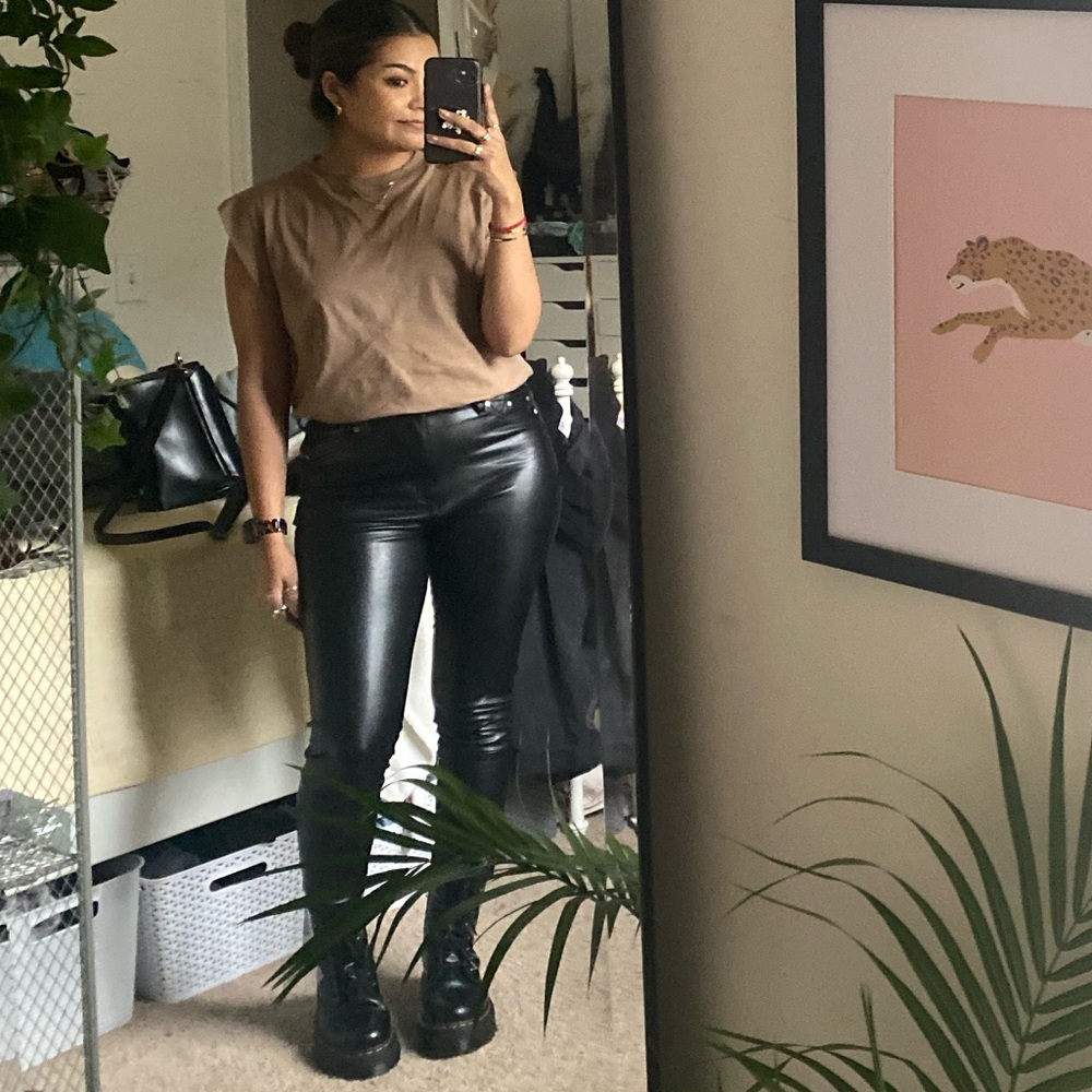 Black leather pants